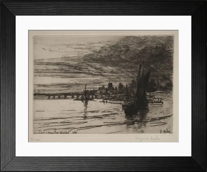 Framed Print : Battersea Bridge, 1868. Creator: Francis Seymour Haden (British, 1818-1910) Framed Print : Battersea Bridge, 1868. Creator: Francis Seymour Haden (British, 1818-1910)