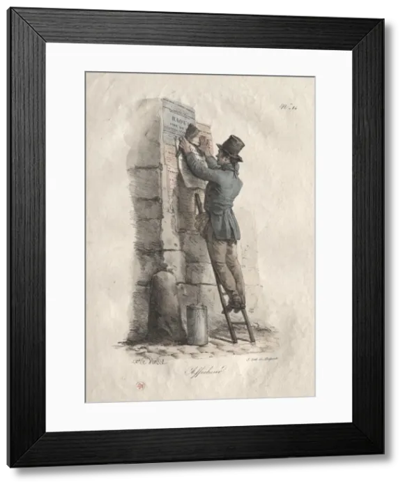 Framed Print : Bill Poster. Creator: Carle Vernet (French, 1758-1836) Framed Print : Bill Poster. Creator: Carle Vernet (French, 1758-1836)