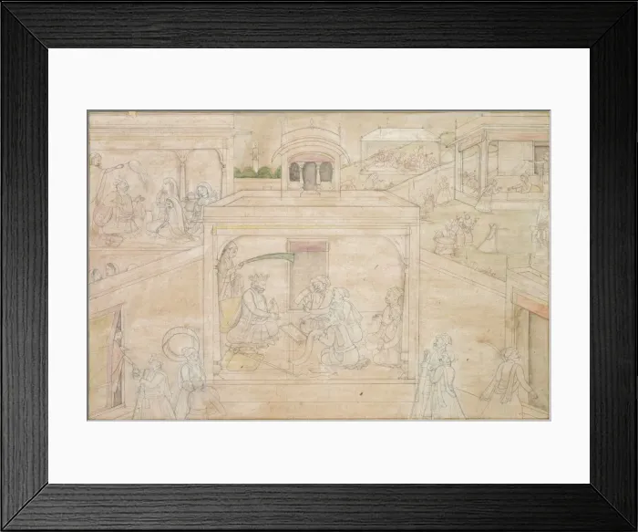 Framed Print : Bhimas Consultation with the Astrologer: Scene from the Nala-Damayanti Drawings, c Framed Print : Bhimas Consultation with the Astrologer: Scene from the Nala-Damayanti Drawings, c