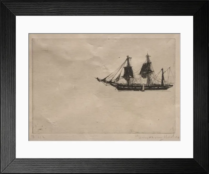 Framed Print : Bark Refitting, 1865. Creator: Francis Seymour Haden (British, 1818-1910) Framed Print : Bark Refitting, 1865. Creator: Francis Seymour Haden (British, 1818-1910)