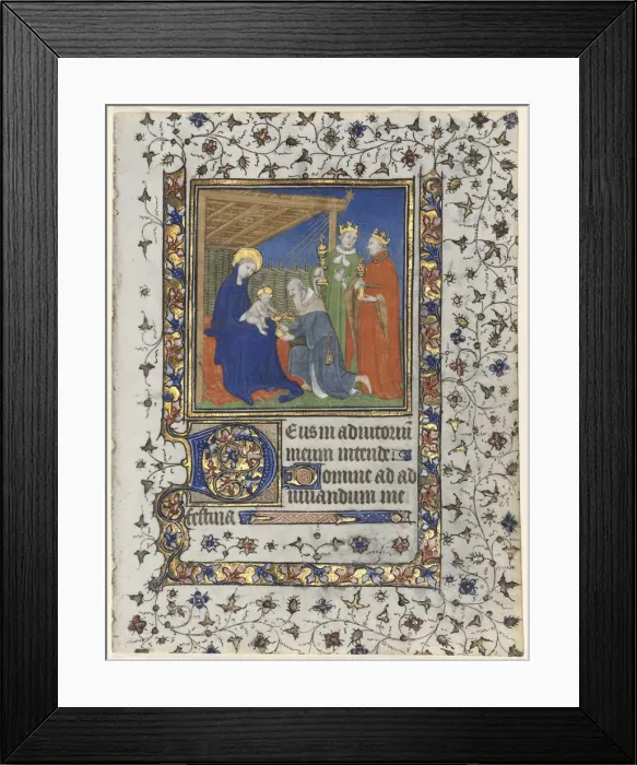 Framed Print : Bifolio from a Book of Hours: Adoration of the Magi, c. 1415. Creator: Boucicaut Master (French Framed Print : Bifolio from a Book of Hours: Adoration of the Magi, c. 1415. Creator: Boucicaut Master (French