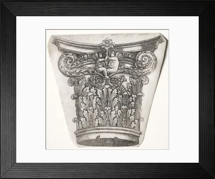 Framed Print : Base and Capital with Putti (capital), c. 1525-1550. Creator: Master G. A. with the man-trap Framed Print : Base and Capital with Putti (capital), c. 1525-1550. Creator: Master G. A. with the man-trap