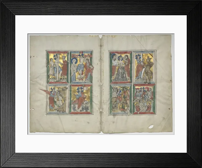 Framed Print : Bifolio with Scenes from the Life of Christ, 1230-1240. Creator: Unknown Framed Print : Bifolio with Scenes from the Life of Christ, 1230-1240. Creator: Unknown