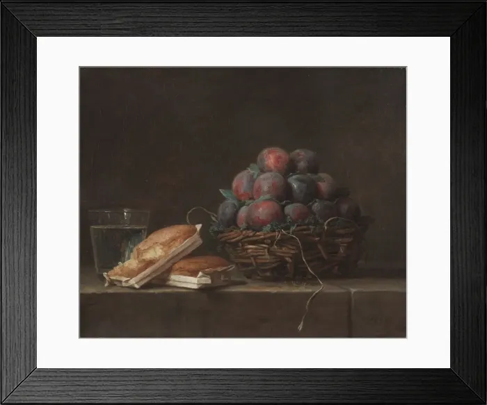 Framed Print : Basket of Plums, 1769. Creator: Anne Vallayer-Coster (French, 1744-1818) Framed Print : Basket of Plums, 1769. Creator: Anne Vallayer-Coster (French, 1744-1818)