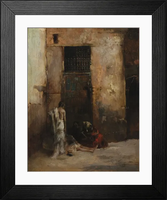 Framed Print : Beggars by a Door, 1870. Creator: Mariano Fortuny y Carbo (Spanish, 1838-1874)