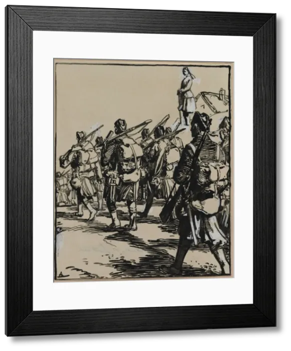 Framed Print : Bataille des frontieres: groupe des soldats britanniques, 1914 Framed Print : Bataille des frontieres: groupe des soldats britanniques, 1914