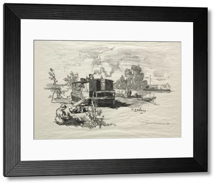 Framed Print : Bateau logement. Creator: Auguste Louis Lepere (French, 1849-1918) Framed Print : Bateau logement. Creator: Auguste Louis Lepere (French, 1849-1918)