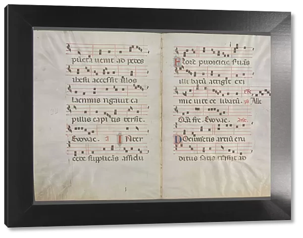 Bifolium from an Antiphonary: Music, c. 1320-1340. Creator: Primo Miniatore di San Domenico