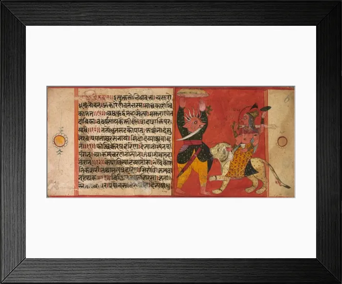 Framed Print : Devi Attacking a Demon, c. 1630. Creator: Unknown Framed Print : Devi Attacking a Demon, c. 1630. Creator: Unknown