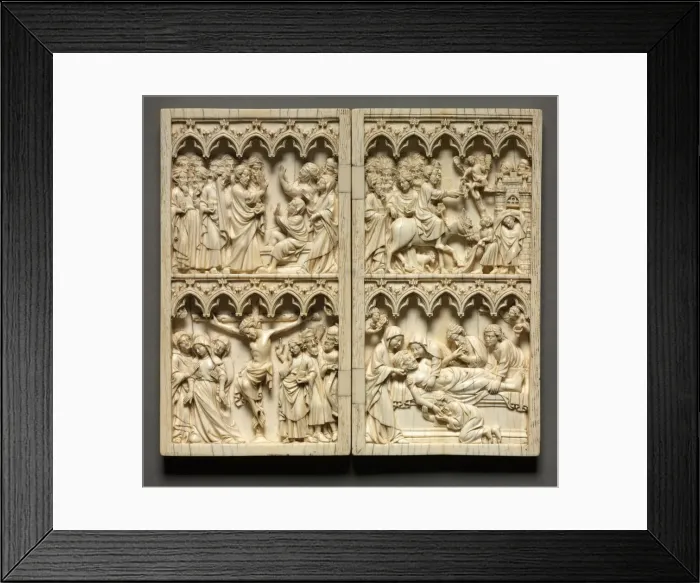 Framed Print : Diptych with Scenes from the Life of Christ (left wing: Raising of Lazarus and Crucifixion)… Framed Print : Diptych with Scenes from the Life of Christ (left wing: Raising of Lazarus and Crucifixion)…