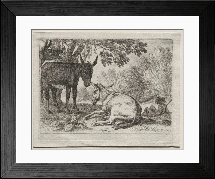 Framed Print : Donkeys. Creator: Herman van Swanevelt (Dutch, c. 1600-1655) Framed Print : Donkeys. Creator: Herman van Swanevelt (Dutch, c. 1600-1655)