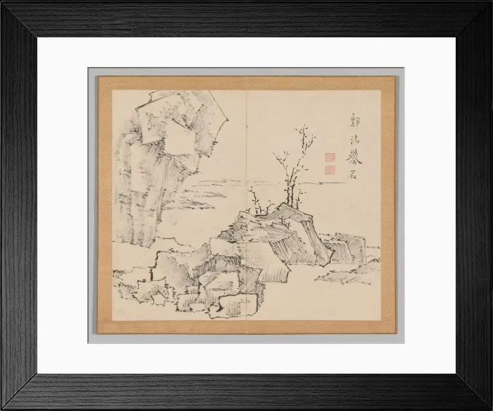 Framed Print : Double Album of Landscape Studies after Ikeno Taiga, Volume 1 (leaf 23), 18th century Framed Print : Double Album of Landscape Studies after Ikeno Taiga, Volume 1 (leaf 23), 18th century