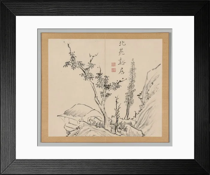 Framed Print : Double Album of Landscape Studies after Ikeno Taiga, Volume 2 (leaf 13), 18th century Framed Print : Double Album of Landscape Studies after Ikeno Taiga, Volume 2 (leaf 13), 18th century