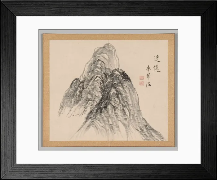 Framed Print : Double Album of Landscape Studies after Ikeno Taiga, Volume 2 (leaf 3), 18th century Framed Print : Double Album of Landscape Studies after Ikeno Taiga, Volume 2 (leaf 3), 18th century