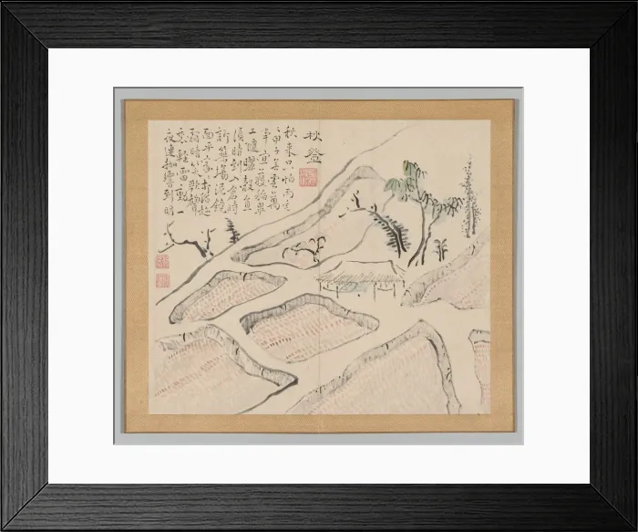 Framed Print : Double Album of Landscape Studies after Ikeno Taiga, Volume 2 (leaf 35), 18th century Framed Print : Double Album of Landscape Studies after Ikeno Taiga, Volume 2 (leaf 35), 18th century