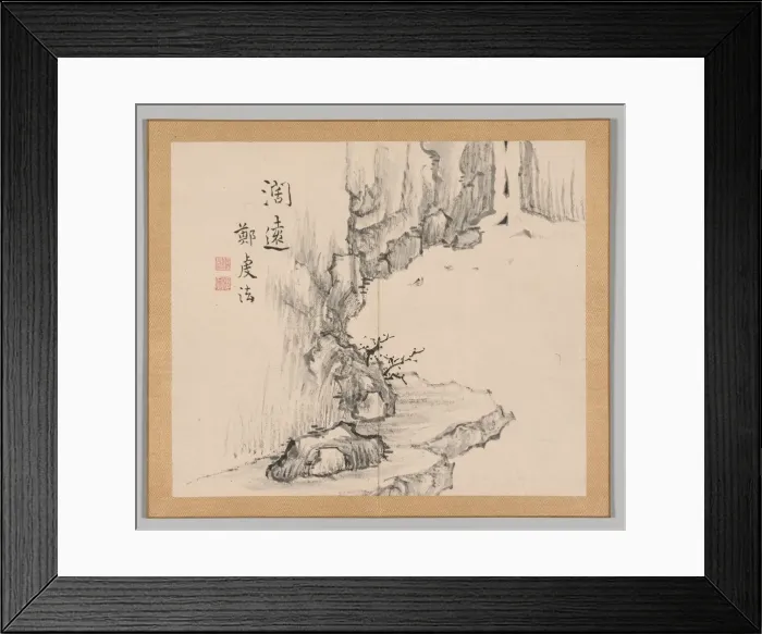 Framed Print : Double Album of Landscape Studies after Ikeno Taiga, Volume 2 (leaf 4), 18th century Framed Print : Double Album of Landscape Studies after Ikeno Taiga, Volume 2 (leaf 4), 18th century