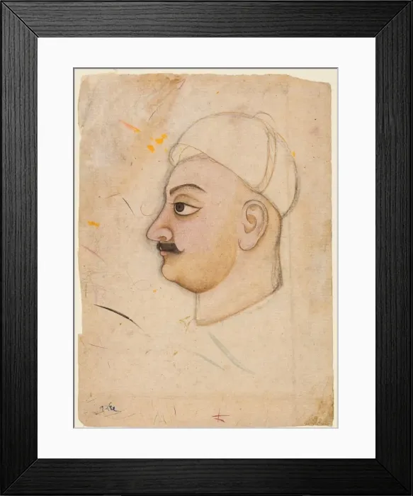 Framed Print : Drawing of a mans head with an unusual turban, c. 1780. Creator: Unknown Framed Print : Drawing of a mans head with an unusual turban, c. 1780. Creator: Unknown