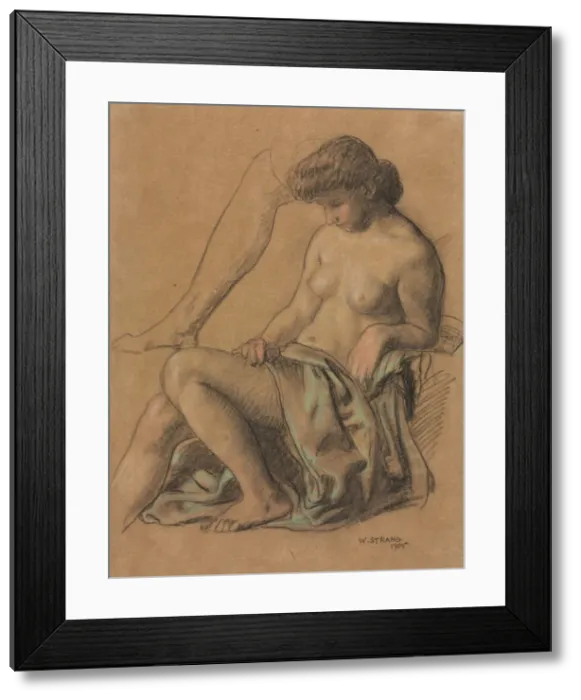 Framed Print : Draped Figure Seated, 1905. Creator: William Strang (British, 1859-1921) Framed Print : Draped Figure Seated, 1905. Creator: William Strang (British, 1859-1921)