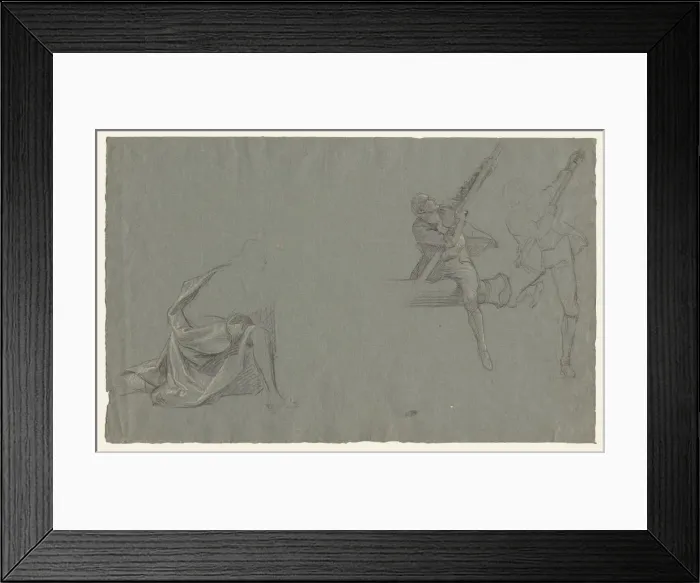 Framed Print : Drapery Study; Two Figures Pulling a Pole, 1785-86. Creator: John Singleton Copley (American Framed Print : Drapery Study; Two Figures Pulling a Pole, 1785-86. Creator: John Singleton Copley (American
