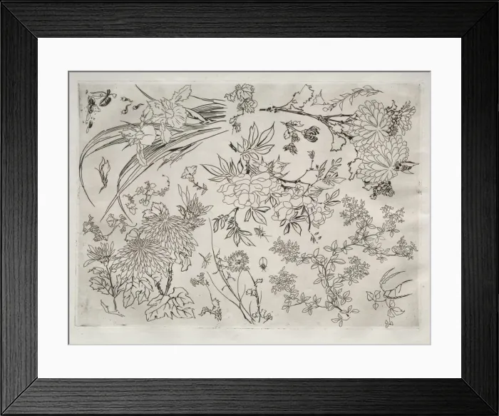 Framed Print : Dinner Service (Rousseau service): Flowers (no. 23), 1866. Creator: Felix Bracquemond (French Framed Print : Dinner Service (Rousseau service): Flowers (no. 23), 1866. Creator: Felix Bracquemond (French