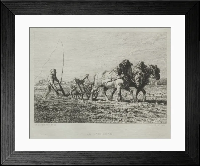 Framed Print : Ploughing. Creator: Charles-Emile Jacque (French, 1813-1894) Framed Print : Ploughing. Creator: Charles-Emile Jacque (French, 1813-1894)