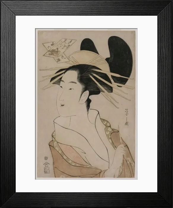 Framed Print : Portrait of a Courtesan Holding a Pipe... mid 1790s. Creator: Ch?bunsai Eishi (Japanese Framed Print : Portrait of a Courtesan Holding a Pipe... mid 1790s. Creator: Ch?bunsai Eishi (Japanese