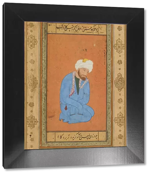 Portrait of a kneeling holy man, from the Prince Salim Album, c. 1556-60; border c