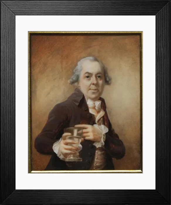 Framed Print : Portrait of a Man Holding a Glass, c. 1780s. Creator: Joseph Daniel (British, c. 1760-1803) Framed Print : Portrait of a Man Holding a Glass, c. 1780s. Creator: Joseph Daniel (British, c. 1760-1803)