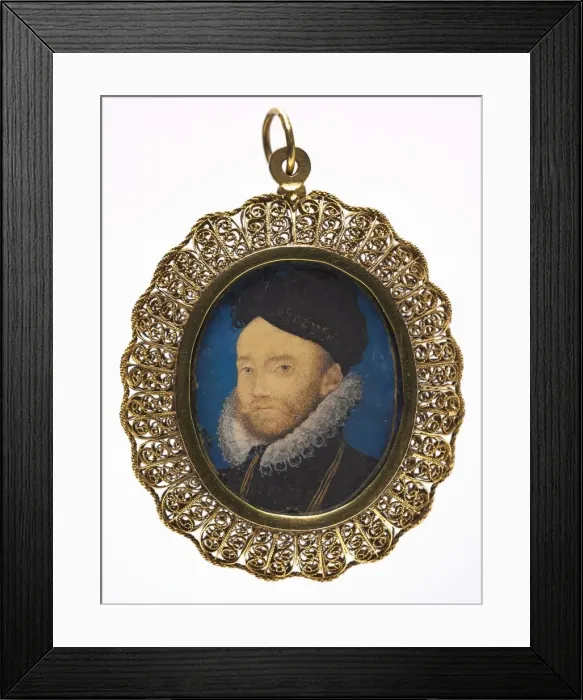 Framed Print : Portrait of a Man, 1590s. Creator: Nicholas Hilliard (British, c. 1547-1619)