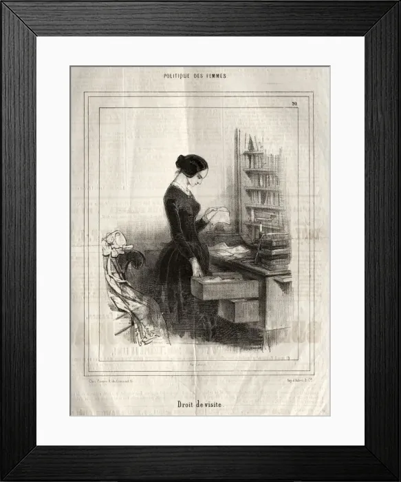 Framed Print : Politique des Femmes: Droit de visite, 1843. Creator: Paul Gavarni (French, 1804-1866) Framed Print : Politique des Femmes: Droit de visite, 1843. Creator: Paul Gavarni (French, 1804-1866)