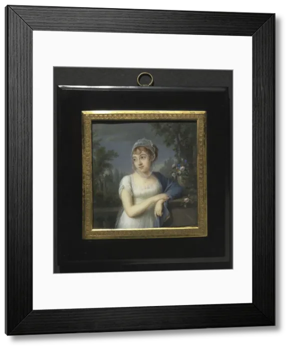 Framed Print : Portrait of a Woman Near a Balustrade, 1804. Creator: Jean-Baptiste Jacques Augustin (French Framed Print : Portrait of a Woman Near a Balustrade, 1804. Creator: Jean-Baptiste Jacques Augustin (French