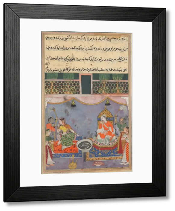 Framed Print : Page from Tales of a Parrot (Tuti-nama): Twenty-third night: Kamjuy... c. 1560. Creator: Unknown Framed Print : Page from Tales of a Parrot (Tuti-nama): Twenty-third night: Kamjuy... c. 1560. Creator: Unknown