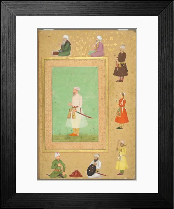 Framed Print : Page from the Late Shah Jahan Album: Portrait of Asaf Khan, c. 1653. Creator: Unknown Framed Print : Page from the Late Shah Jahan Album: Portrait of Asaf Khan, c. 1653. Creator: Unknown