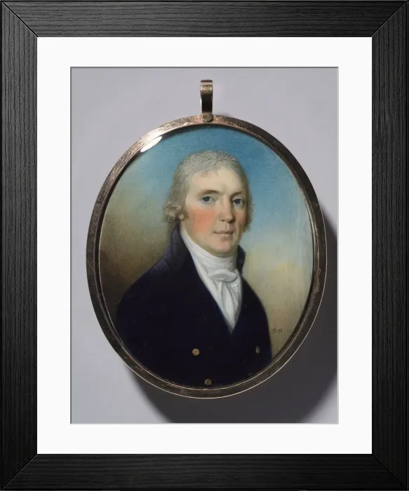 Framed Print : Pair of Miniatures: Portrait of a Man and Portrait of a Woman Wearing a Miniature, c Framed Print : Pair of Miniatures: Portrait of a Man and Portrait of a Woman Wearing a Miniature, c