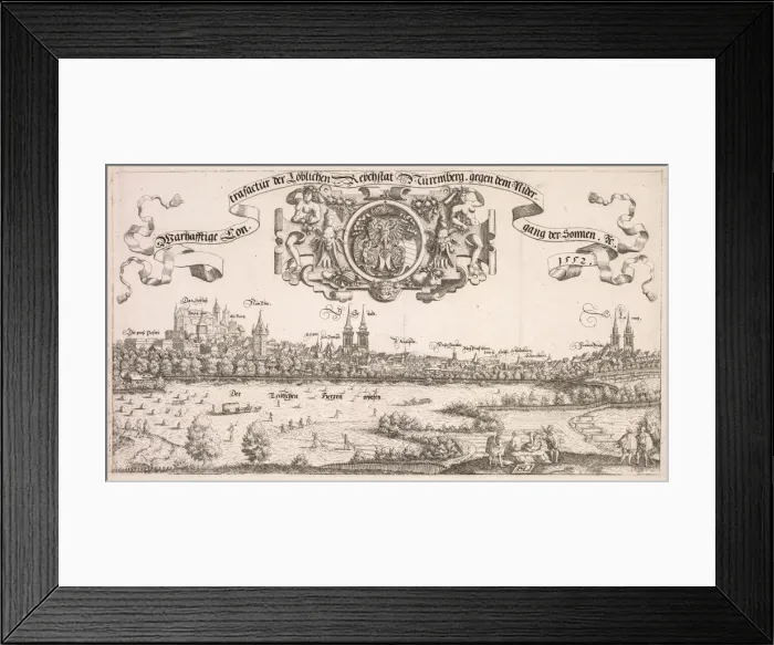 Framed Print : Panoramic View of Nuremberg: Center Portion, 1552. Creator: Hanns Lautensack (German, 1524-1566)