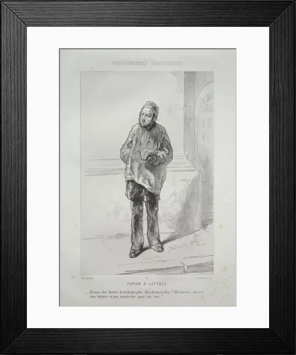 Framed Print : Papier a Lettres. Creator: Paul Gavarni (French, 1804-1866) Framed Print : Papier a Lettres. Creator: Paul Gavarni (French, 1804-1866)