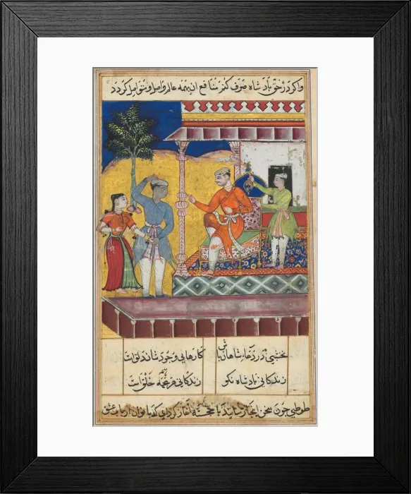Framed Print : Page from Tales of a Parrot (Tuti-nama): Seventh night: The rejuvenated old man Framed Print : Page from Tales of a Parrot (Tuti-nama): Seventh night: The rejuvenated old man