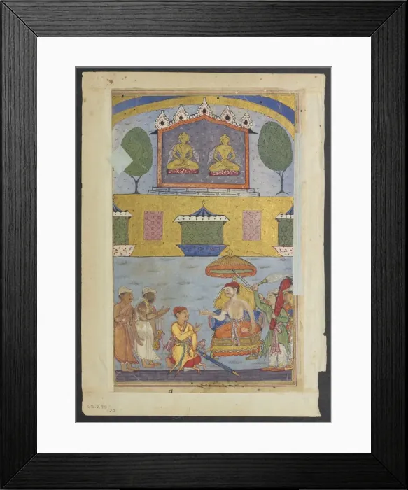 Framed Print : Page from Tales of a Parrot (Tuti-nama): Third night: The goldsmith and the carpenter Framed Print : Page from Tales of a Parrot (Tuti-nama): Third night: The goldsmith and the carpenter