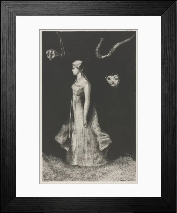 Framed Print : Obsession, 1894. Creator: Printer: Monrocq; Odilon Redon (French, 1840-1916) Framed Print : Obsession, 1894. Creator: Printer: Monrocq; Odilon Redon (French, 1840-1916)