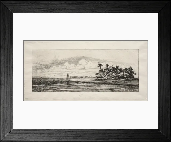 Framed Print : Oceania: Fishing near Islands with Palms in the Uea or Wallis Group, 1863. Creator Framed Print : Oceania: Fishing near Islands with Palms in the Uea or Wallis Group, 1863. Creator