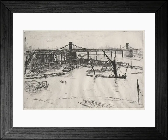 Framed Print : Old Hungerford Bridge. Creator: James McNeill Whistler (American, 1834-1903) Framed Print : Old Hungerford Bridge. Creator: James McNeill Whistler (American, 1834-1903)