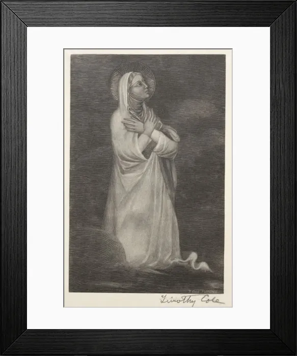 Framed Print : Old Italian Masters: Figure of the Virgin, 1888-1892. Creator: Timothy Cole (American, 1852-1931) Framed Print : Old Italian Masters: Figure of the Virgin, 1888-1892. Creator: Timothy Cole (American, 1852-1931)