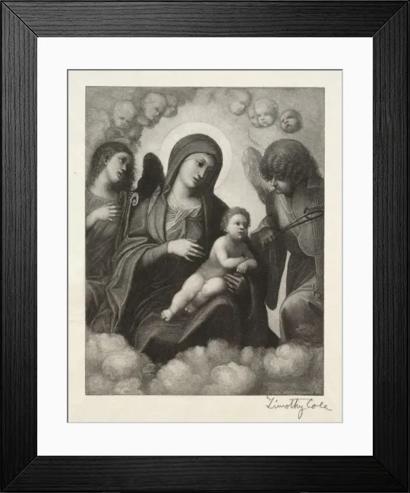 Framed Print : Old Italian Masters: Madonna and Child in Glory, 1891. Creator: Timothy Cole (American, 1852-1931) Framed Print : Old Italian Masters: Madonna and Child in Glory, 1891. Creator: Timothy Cole (American, 1852-1931)
