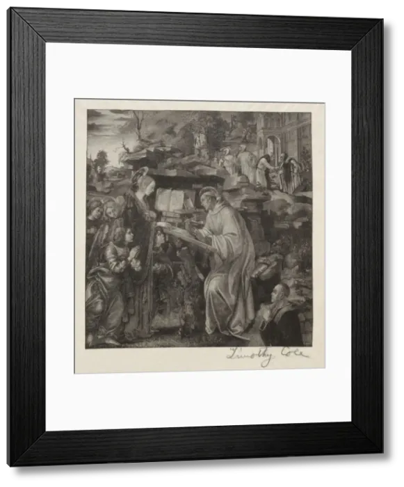 Framed Print : Old Italian Masters: Madonna Appearing to St. Bernard, 1888-1892. Creator: Timothy Cole (American Framed Print : Old Italian Masters: Madonna Appearing to St. Bernard, 1888-1892. Creator: Timothy Cole (American