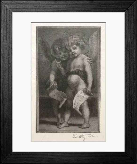 Framed Print : Old Italian Masters: Two Child Angels, 1888-1892. Creator: Timothy Cole (American, 1852-1931) Framed Print : Old Italian Masters: Two Child Angels, 1888-1892. Creator: Timothy Cole (American, 1852-1931)