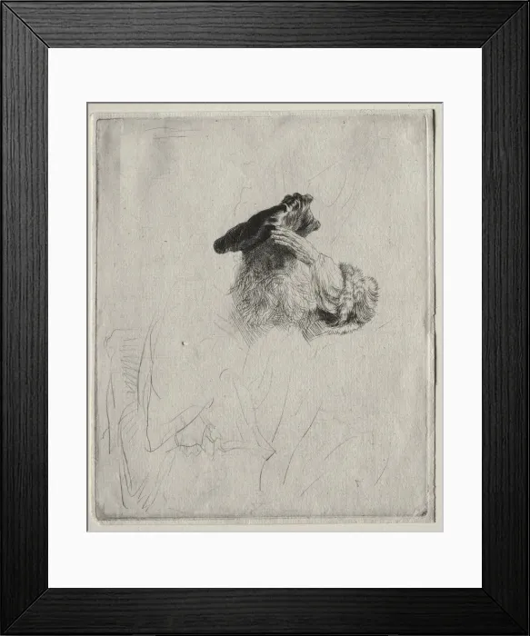 Framed Print : Old Man Shading his Eyes with His Hand, c. 1639. Creator: Rembrandt van Rijn (Dutch, 1606-1669)