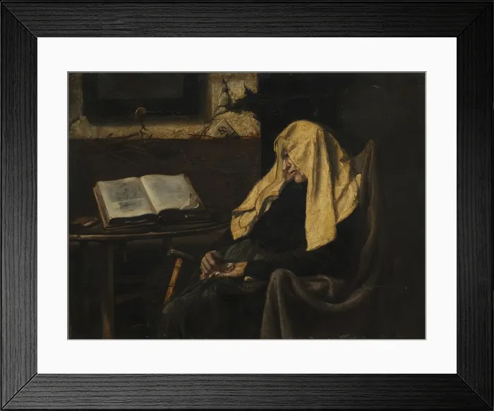 Framed Print : Old Woman Asleep, Mid 19th century. Creator: Unknown Framed Print : Old Woman Asleep, Mid 19th century. Creator: Unknown