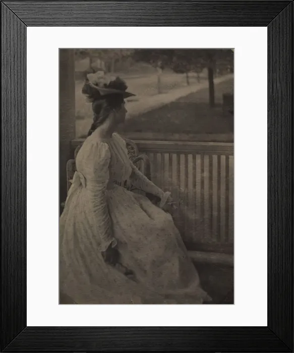 Framed Print : On the Porch (Julia Hall McCune), c. 1897. Creator: Clarence H. White (American, 1871-1925) Framed Print : On the Porch (Julia Hall McCune), c. 1897. Creator: Clarence H. White (American, 1871-1925)