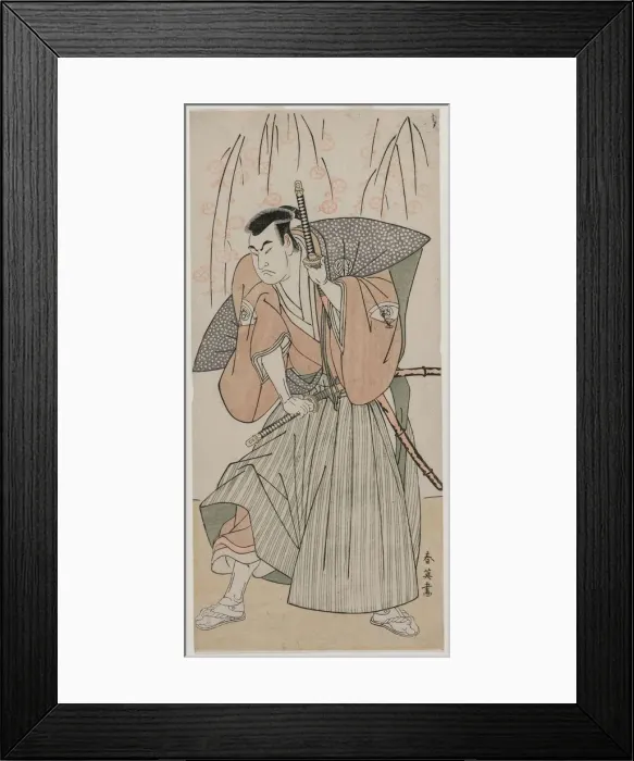 Framed Print : Onoe Matsusuke I as a Samurai Standing Beneath a Cherry Tree, late 1780s. Creator Framed Print : Onoe Matsusuke I as a Samurai Standing Beneath a Cherry Tree, late 1780s. Creator