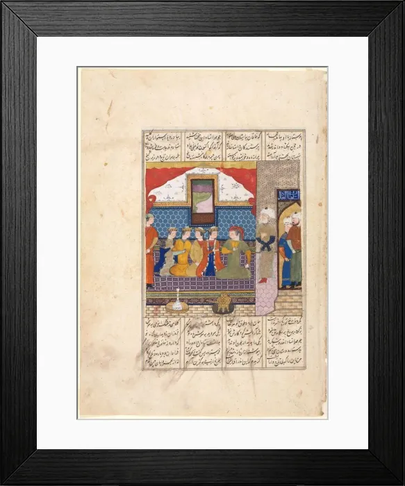 Framed Print : Nushirwan Sends Mihran Sitad to Fetch the Daughter of the King of China (Recto) Framed Print : Nushirwan Sends Mihran Sitad to Fetch the Daughter of the King of China (Recto)